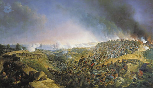  A painting of the attack on the Fortress of Varna by the Engineers Battalion, 23 September 1828, by Alexander von SauerweidA pa