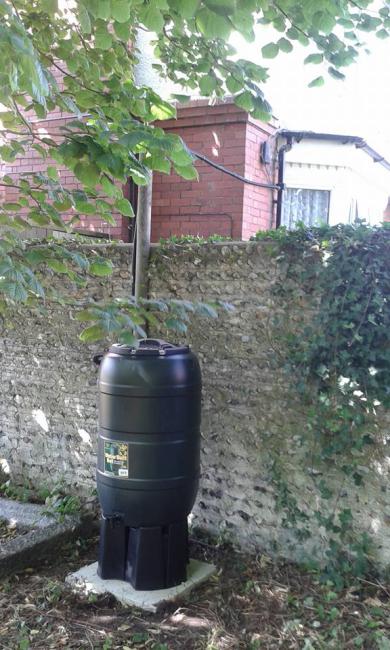 Water butt in Heene Cemetery, March 2015