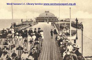 A lithograph of Worthing Pier in 1889