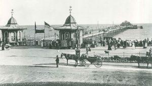 Worthing pier in c.1890, showing the pavilion end of the pier