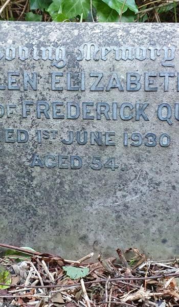 Ellen Quin (buried 1930) headstone