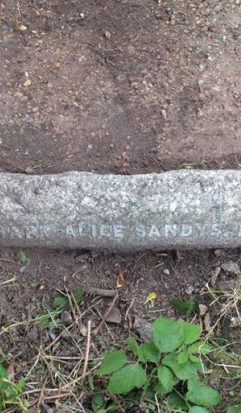 Mary Sandys (buried 1919) headstone