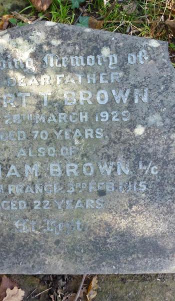 Robert Brown (buried 1929) headstone