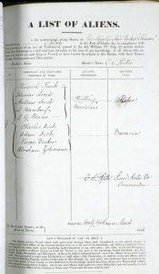 Alien arrivals in Dover, 1846, listing Johannes and his uncle Andreas