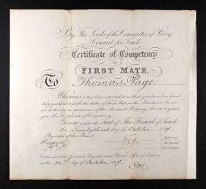 Master Mates Certificate, 1867