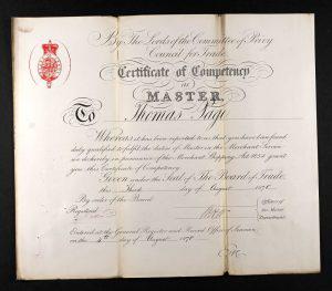 Master Mates Certificate 1870