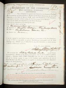 Membership to the stock exchange for Sidney Smith
