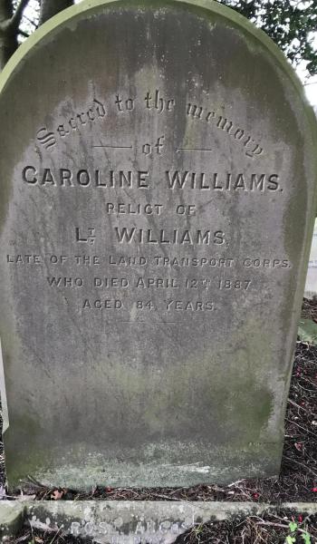 Caroline Williams (buried 1887) headstone